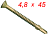 Саморезы Tulstor Wing Screw - дерево-металл - 4,8 мм x 45 мм