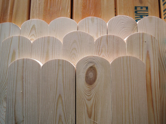 Деревянный штакетник полукруглый : 20x100 мм