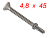 Саморезы Tulstor Wing Screw A2 - дерево-металл - 4,8 мм x 45 мм
